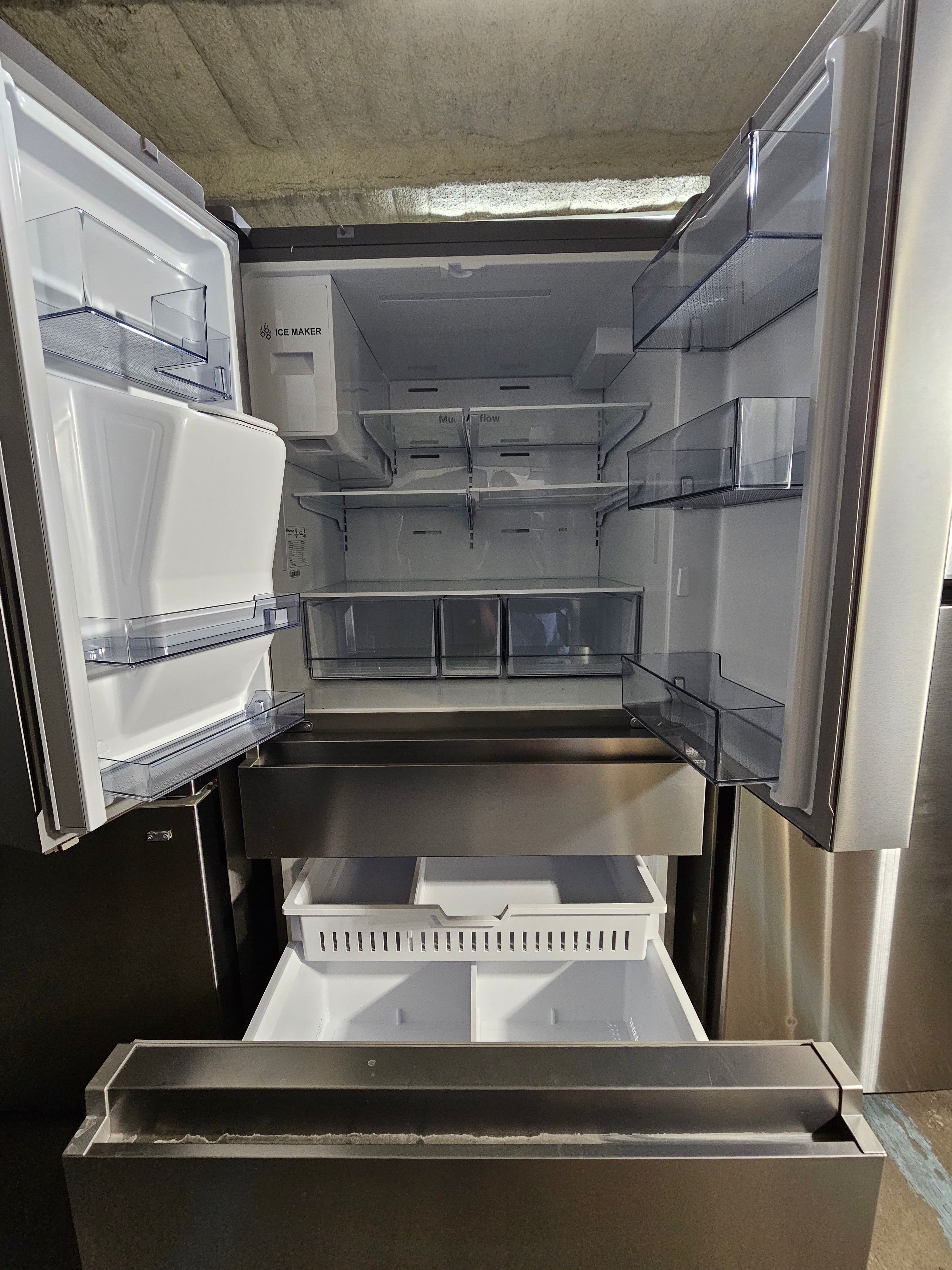 Hisense PureFlat 25.6-cu ft 4 -Door French Door Refrigerator with Ice Maker with Water and Ice Dispenser Stainless steel